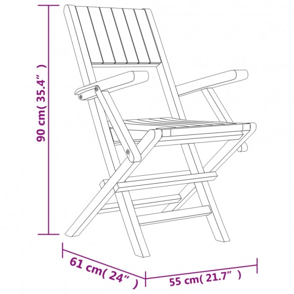 Chaises de jardin pliantes 8 pcs 55x61x90 cm bois massif teck