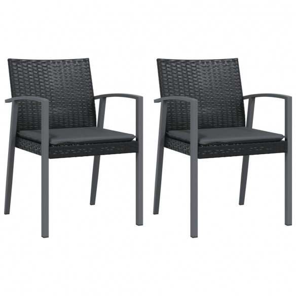 Chaises de jardin et coussins lot de 2 noir 56,5x57x83 cm rotin