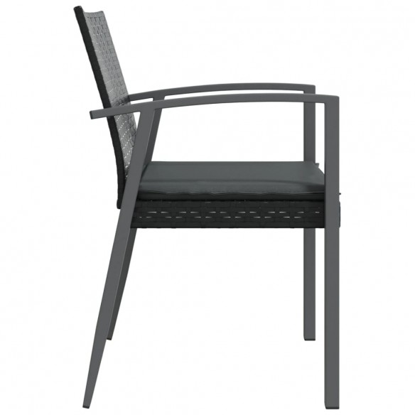 Chaises de jardin et coussins lot de 2 noir 56,5x57x83 cm rotin