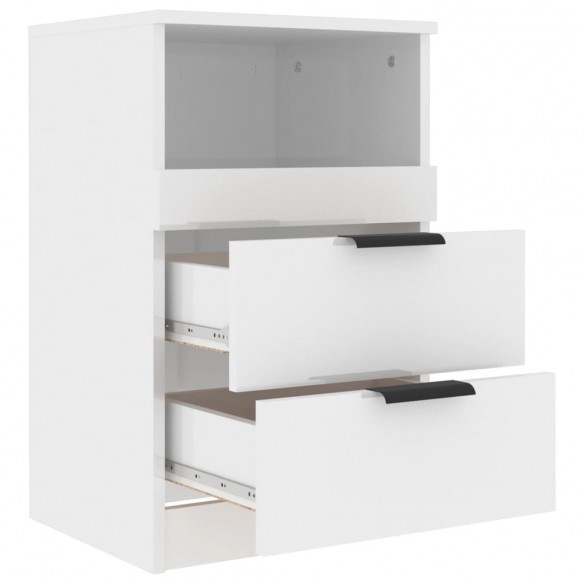 Tables de chevet 2 pcs Blanc brillant Bois d'ingénierie