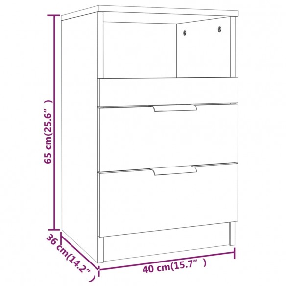 Tables de chevet 2 pcs Blanc brillant Bois d'ingénierie