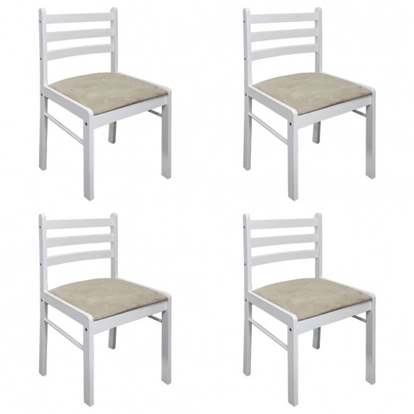 Chaises à manger lot de 4 blanc hévéa solide et velours