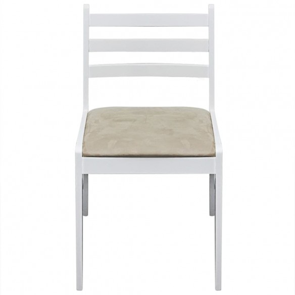 Chaises à manger lot de 4 blanc hévéa solide et velours