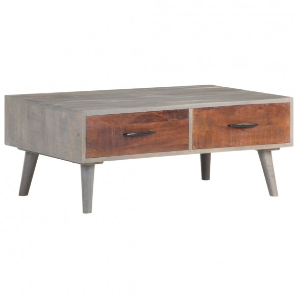 Table basse Gris 100x60x40 cm Bois massif de manguier brut