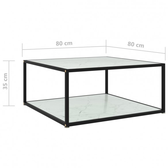 Table basse Blanc 80x80x35 cm Verre trempé