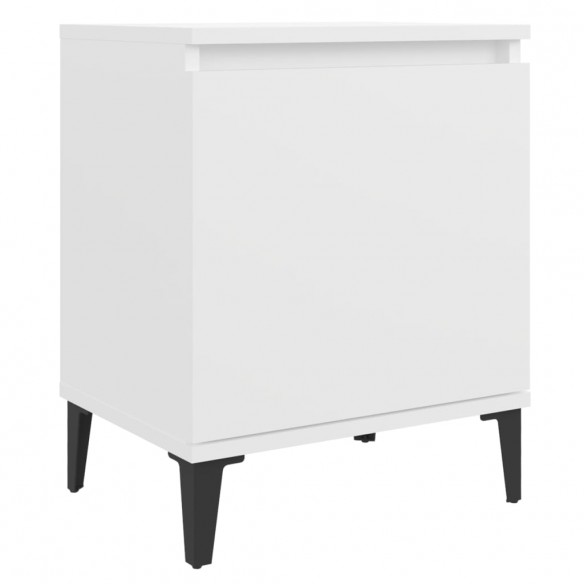 Tables de chevet avec pieds en métal 2 pcs Blanc 40x30x50 cm