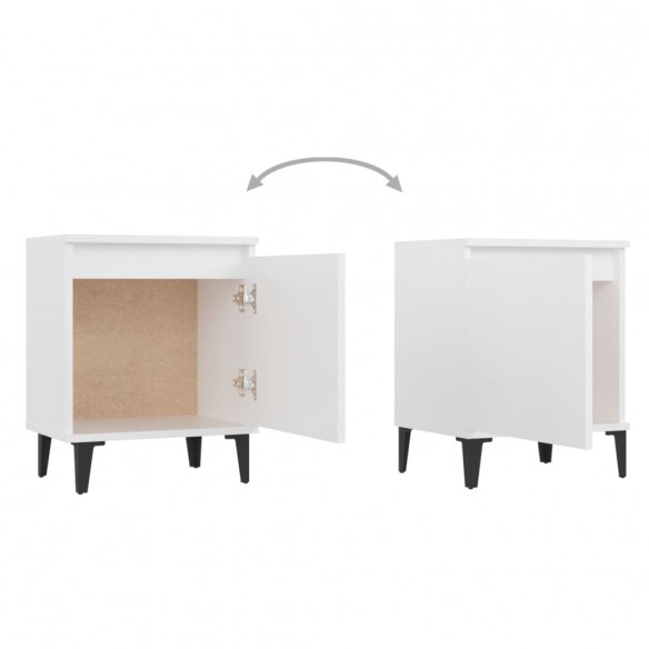 Tables de chevet avec pieds en métal 2 pcs Blanc 40x30x50 cm