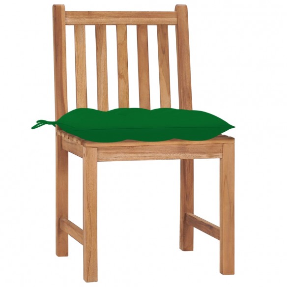 Chaises de jardin 8 pcs avec coussins Bois de teck massif