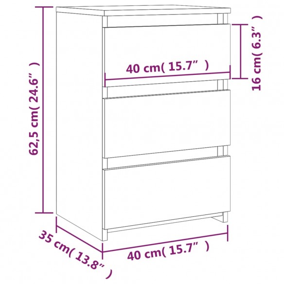 Table de chevet Chêne fumé 40x35x62,5 cm Bois d'ingénierie