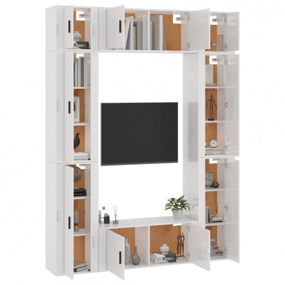 Ensemble de meubles TV 8 pcs Blanc brillant Bois d'ingénierie