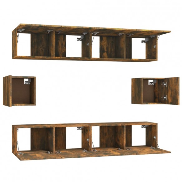 Ensemble de meubles TV 6 pcs Chêne fumé Bois d'ingénierie