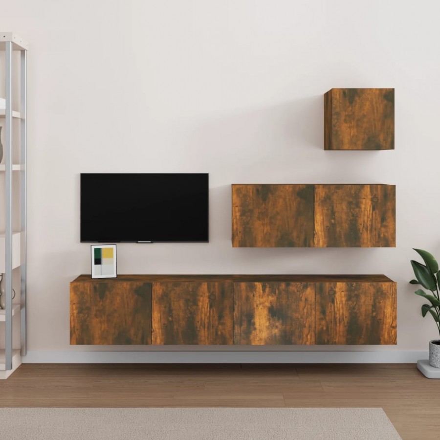 Ensemble de meubles TV 4 pcs Chêne fumé Bois d'ingénierie