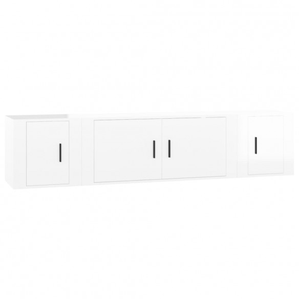 Ensemble de meubles TV 3 pcs Blanc brillant Bois d'ingénierie