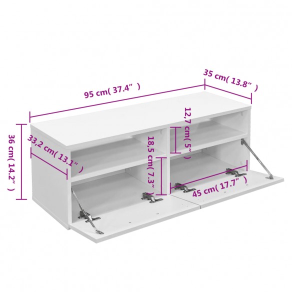 Meubles TV Bois d’ingénierie 95x35x36 cm Blanc