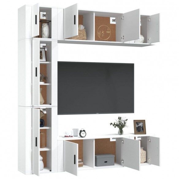 Ensemble de meubles TV 7 pcs Blanc brillant Bois d'ingénierie