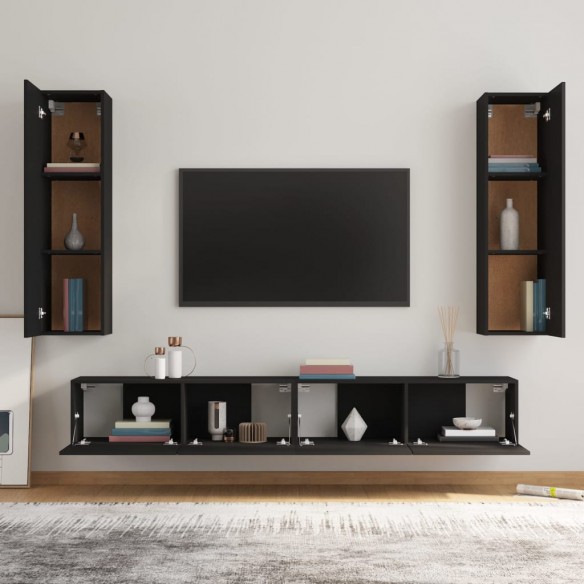 Ensemble de meubles TV 4 pcs Noir Bois d'ingénierie