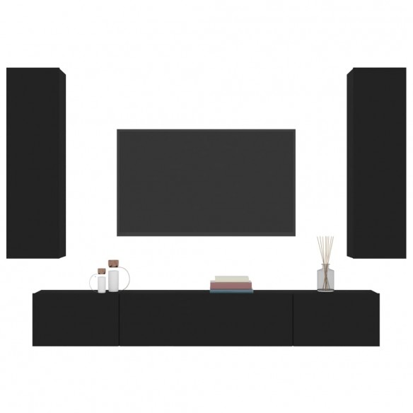 Ensemble de meubles TV 4 pcs Noir Bois d'ingénierie