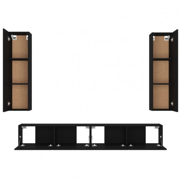 Ensemble de meubles TV 4 pcs Noir Bois d'ingénierie