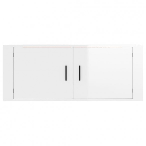 Meuble TV mural Blanc brillant 100x34,5x40 cm