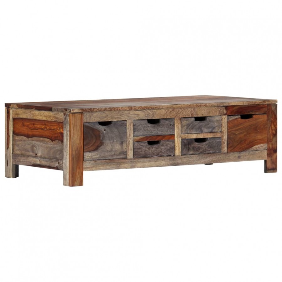 Table basse Gris 100x50x30 cm Bois de Sesham massif