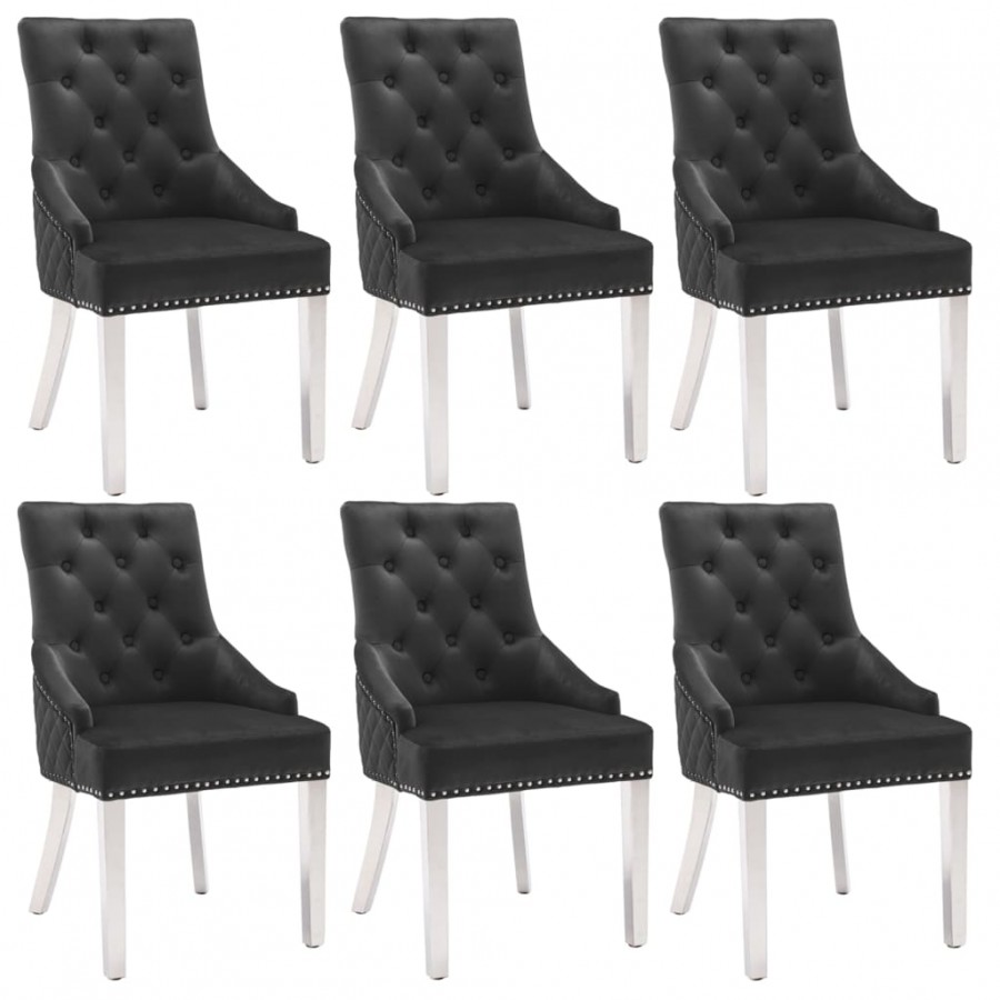 Chaises à manger lot de 6 noir velours