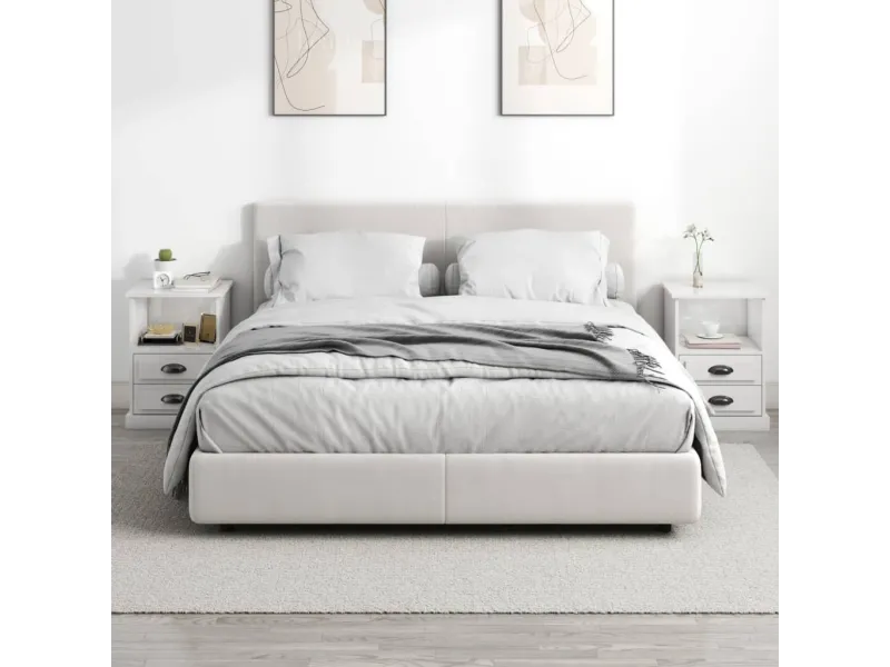 Tables de chevet 2 pcs blanc brillant 43x36x60 cm