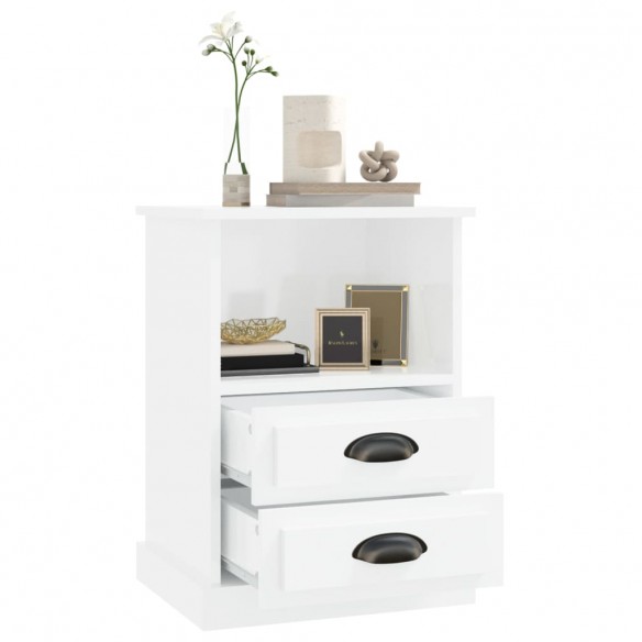 Tables de chevet 2 pcs blanc brillant 43x36x60 cm