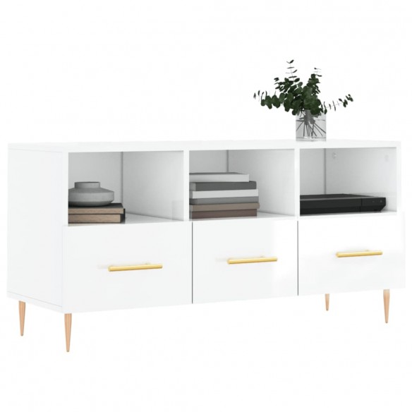 Meuble TV Blanc brillant 102x36x50 cm Bois d'ingénierie