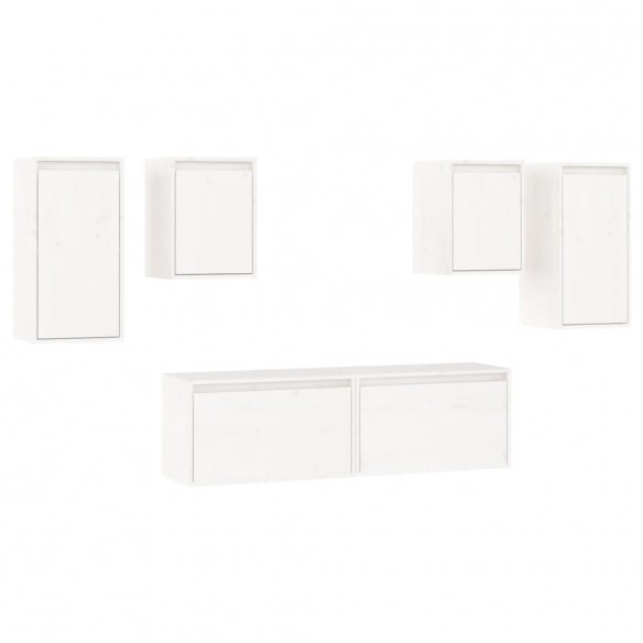 Meubles TV 6 pcs Blanc Bois massif de pin