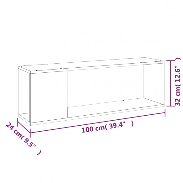 Meuble TV Blanc brillant 100x24x32 cm Aggloméré