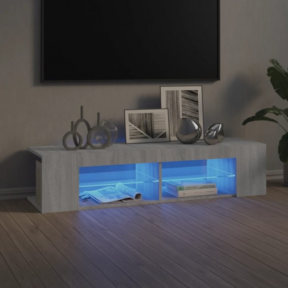 Meuble TV avec lumières LED sonoma gris 135x39x30 cm