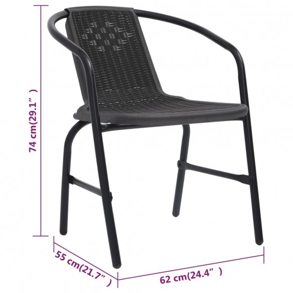 Chaises de jardin 4 pcs Rotin plastique et acier 110 kg