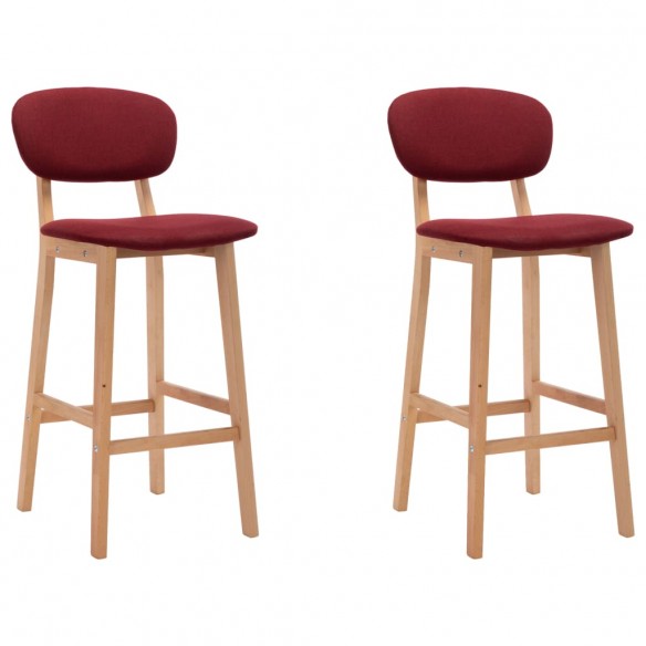 Tabourets de bar lot de 2 rouge bordeaux tissu