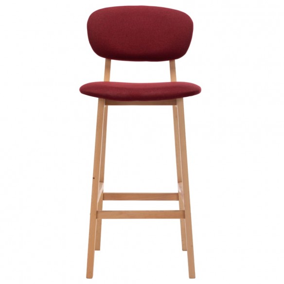 Tabourets de bar lot de 2 rouge bordeaux tissu