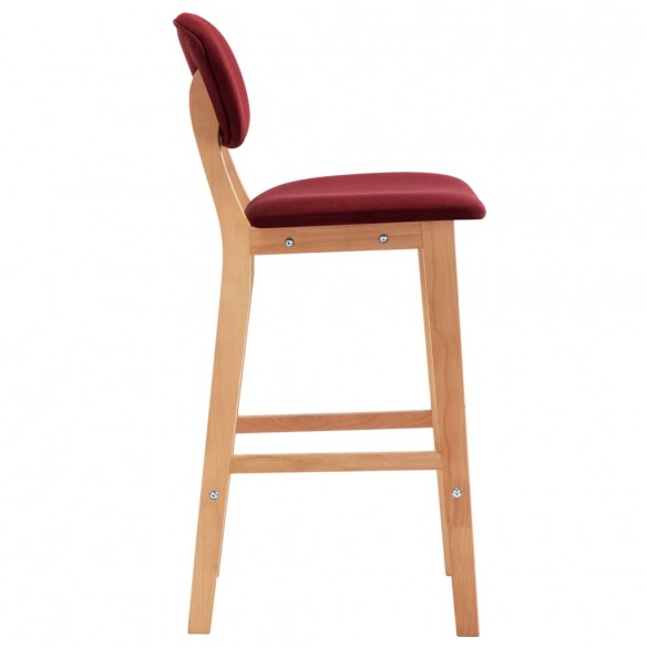 Tabourets de bar lot de 2 rouge bordeaux tissu