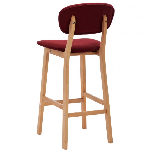 Tabourets de bar lot de 2 rouge bordeaux tissu