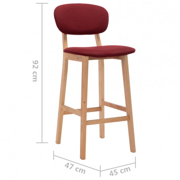 Tabourets de bar lot de 2 rouge bordeaux tissu