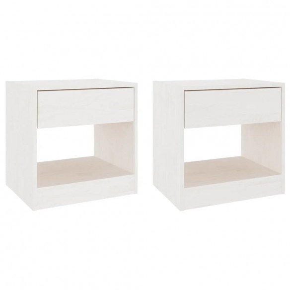 Tables de chevet 2 pcs Blanc 40x31x40 cm Bois de pin massif