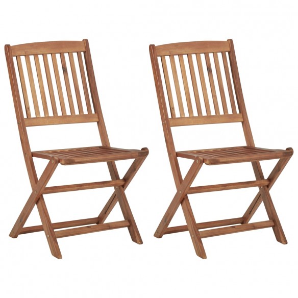 Chaises pliables de jardin 2 pcs avec coussins Bois d'acacia