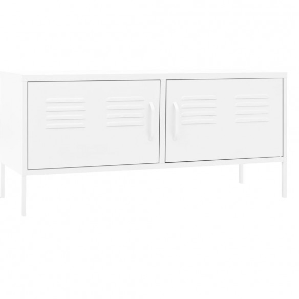 Meuble TV Blanc 105x35x50 cm Acier