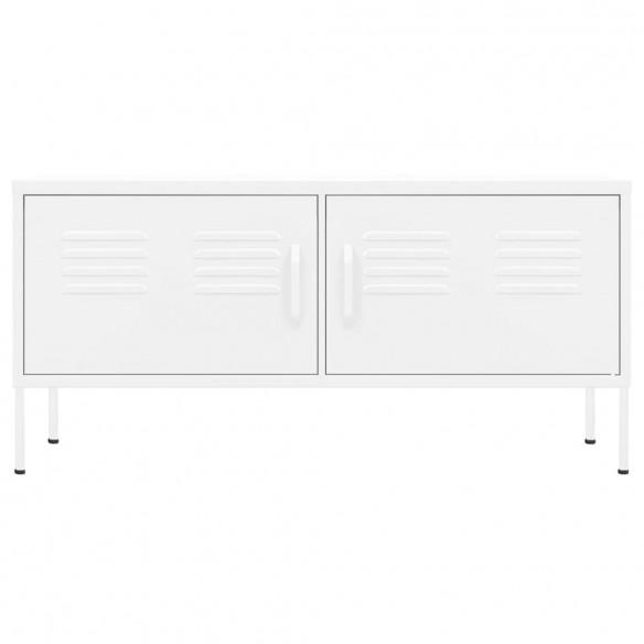 Meuble TV Blanc 105x35x50 cm Acier