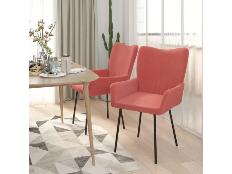 Chaises à manger lot de 2 Rose Velours