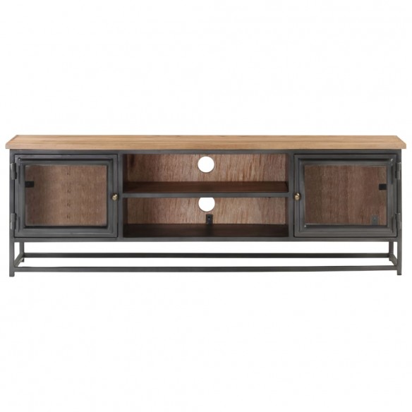 Meuble TV Gris 120x30x40 cm Bois d'acacia massif et acier