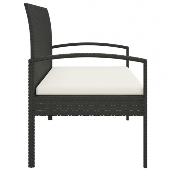 Banc de jardin avec coussin noir 105 cm résine tressée