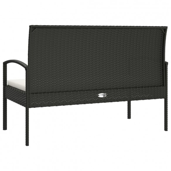 Banc de jardin avec coussin noir 105 cm résine tressée