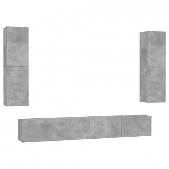 Ensemble de meubles TV 4 pcs Gris béton Aggloméré