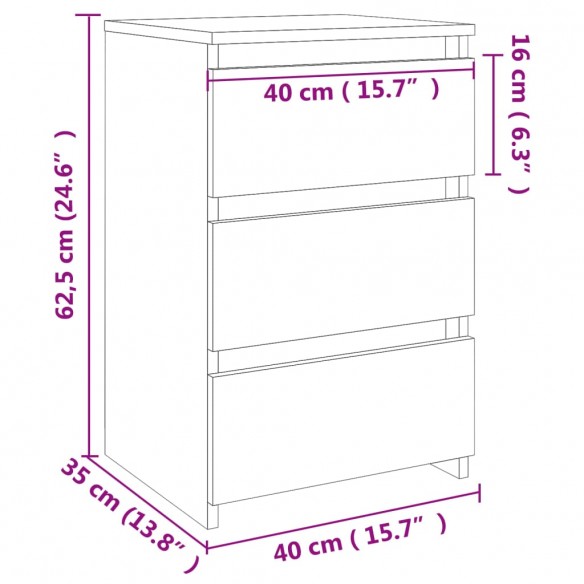 Table de chevet Chêne sonoma 40x35x62,5 cm Aggloméré