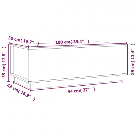 Table basse 100x50x35 cm Bois massif de pin