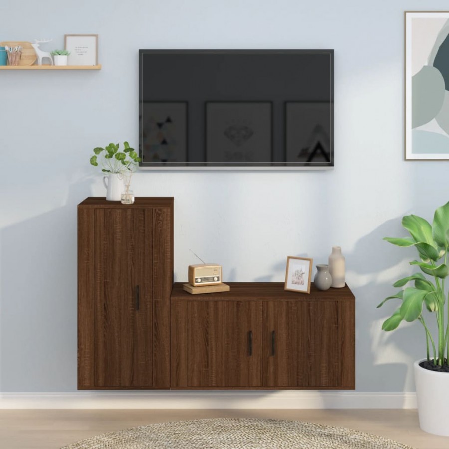 Ensemble de meubles TV 2 pcs Chêne marron Bois d'ingénierie