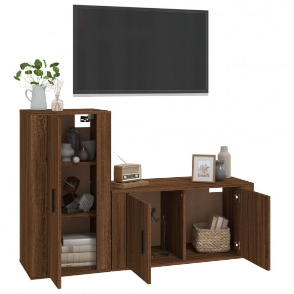 Ensemble de meubles TV 2 pcs Chêne marron Bois d'ingénierie